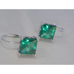Strieborné dámske naušnice štvorčeky zelený zirkón DAS353 925/1000 3,53g