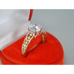 Krásny dámsky zlatý prsteň viacfarebné zlato kamienky DP56277V 14 karátov 585/1000 2,77 g
