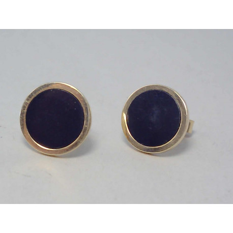 Zlaté dámske napichovacie náušnice žlté zlato onyx DA195Z 14 karátov 585/1000 1,95g