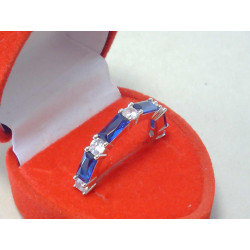 Dámsky strieborný prsteň modré zirkóny,ródium VPS56263 925/1000 2,63 g