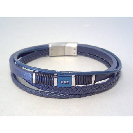 Oceľový náramok UNISEX oceľ,koža VNO2051382 316/L 13,82g