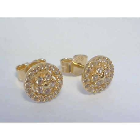 Zlaté dámske náušnice žlté zlato zirkóny DA136Z 14 karátov 585/1000 1,36g