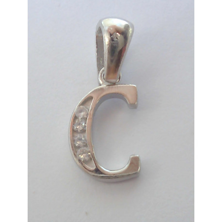 Strieborný prívesok písmenko C  zirkónik VIS069 925/1000 0,69 g