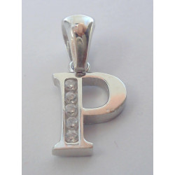 Strieborný prívesok písmeno P,zirkóniky, ródium VIS076 925/1000 0,76g