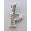 Strieborný prívesok písmeno P,zirkóniky, ródium VIS076 925/1000 0,76g
