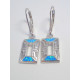 Strieborné dámske visiace naušnice modrý opál,ródium VAS368 925/1000 3,68 g
