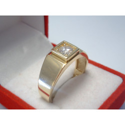 Zlatý prsteň pánsky žlté zlato zirkón DP65484Z 14 karátov 585/1000 4,84 g