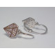 Detské zlaté naušnice tvar diamant biele zlato ružový zirkón DA143B 14 karátov 585/1000 1,43 g