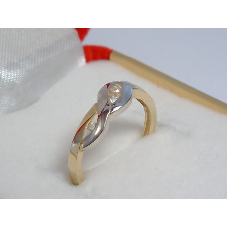 Jednoduchý dámsky zlatý prsteň viacfarebné zlato,zirkóny VP56192V 14 karátov 585/1000 1,92 g