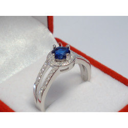 Žiarivý dámsky prsteň modrý zirkón ródium DPS60357 925/1000 3,57 g