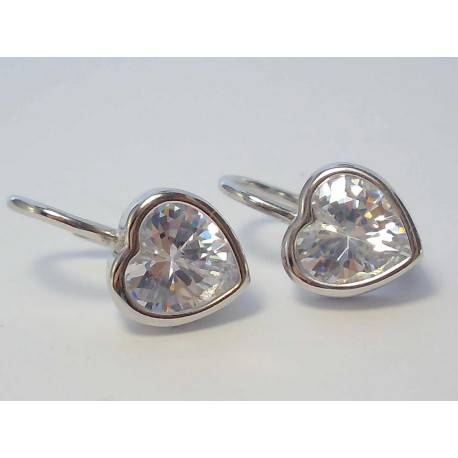 Strieborné dámske náušnice srdiečka zirkóny ródium DAS382 925/1000 3,82g