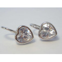 Strieborné dámske náušnice srdiečka zirkóny ródium DAS382 925/1000 3,82g