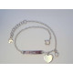 Dámsky ródiovaný strieborný náramok s platničkou LOVE a srdiečkom,kamienky DNS16180 925/1000 1,80 g