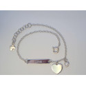Dámsky ródiovaný strieborný náramok s platničkou LOVE a srdiečkom,kamienky DNS16180 925/1000 1,80 g