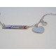 Dámsky ródiovaný strieborný náramok s platničkou LOVE a srdiečkom,kamienky DNS16180 925/1000 1,80 g
