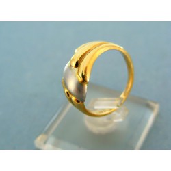 Zlatý prsteň dámsky žlté zlato s pásikom bieleho zlata VP55356V