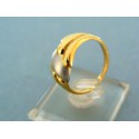 Zlatý prsteň dámsky žlté zlato s pásikom bieleho zlata VP55356V