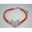 Strieborný dámsky prívesok MICKEY na červenej šnúrke ródium,zirkóny VNS16308 925/1000 3,08 g
