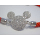 Strieborný dámsky prívesok MICKEY na červenej šnúrke ródium,zirkóny VNS16308 925/1000 3,08 g