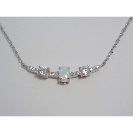 Strieborná dámska retiazka zirkóny, opál ródium DRS40293 925/1000 2,93g