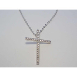 Strieborná dámska retiazka s krížikom, zirkóny, ródium VRS42299 925/1000 2,99g