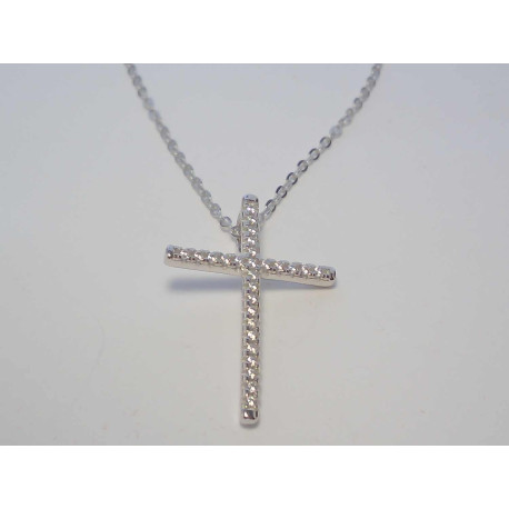 Strieborná dámska retiazka s krížikom, zirkóny, ródium VRS42299 925/1000 2,99g