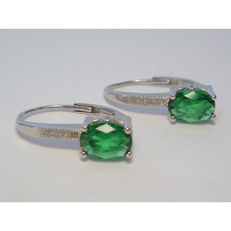 Strieborné dámske náušnice zelené zirkóny, ródium DAS222 925/1000 2,22g