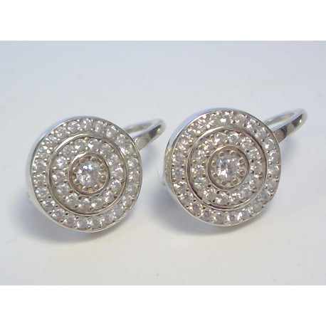 Strieborné dámske náušnice zirkóny, ródium VAS242 925/1000 2,42g