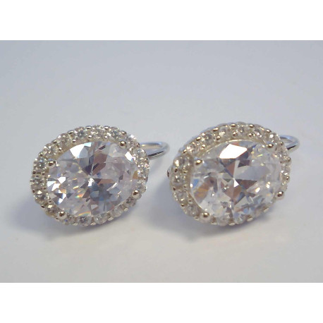 Strieborné dámske náušnice zirkóny, ródium VAS448 925/1000 4,48g