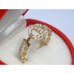 Zaujímavý dámsky zlatý prsteň žlté zlato číre kamienky VP55231Z 14 karátov 585/1000 2,31g