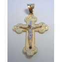 Zlatý prívesok krížik s Ježišom viacfarebné zlato DI168V 14 karátov 585/1000 1,68 g