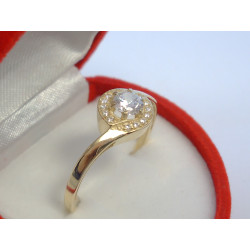 Žiarivý dámsky zlatý prsteň číre kamienky VP58253Z žlté zlato 14 karátov 585/1000 2,53 g