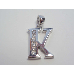Strieborný prívesok písmeno K zirkóny, ródium VIS144 925/1000 1,44g