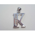 Strieborný prívesok písmeno K zirkóny, ródium VIS144 925/1000 1,44g