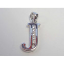 Strieborný prívesok písmeno J zirkóny, ródium VIS114 925/1000 1,14g