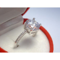 Žiarivý dámsky strieborný prsteň zirkón v korunke ródium DPS55333 925/1000 3,33 g
