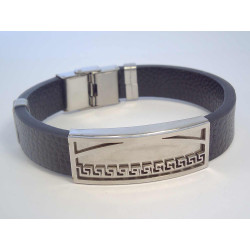 Pánsky náramok chir. oceľ, koža s platničkou DNO2252205 316/L 22,05g