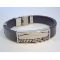 Pánsky náramok chir. oceľ, koža s platničkou DNO2252205 316/L 22,05g