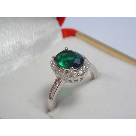 Strieborný prsteň s farebným zirkónom, ródium VPS52326 925/1000 3,26g