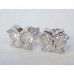 Dámske strieborné napichovacie naušnice motýliky ródium zirkóny VAS259 925/1000 2,59 g