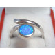 Strieborný dámsky prsteň s modrým opálom, ródium DPS55363 925/1000 3,63g
