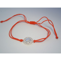 Strieborný dámsky náramok červená šnúrka s kvietočkom zirkóniky VNS129 925/1000 1,29 g