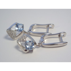Visiace dámske strieborné naušnice kameň TOPAZ ródium VAS357 925/1000 3,57 g
