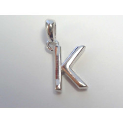Strieborný prívesok písmeno K, ródium VIS072 925/1000 0,72g