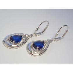 Elegantné dámske visiace naušnice modrý kameň ródium VAS430 925/1000 4,30 g
