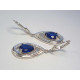 Elegantné dámske visiace naušnice modrý kameň ródium VAS430 925/1000 4,30 g