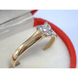 Dámsky snubný prsteň srdiečkový zirkón v korunke VP60278Z žlté zlato 14 karátov 585/1000 2,78 g