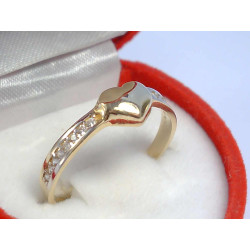 Dámsky zlatý prsteň so srdiečkom viacfarebné zlato zirkóny VP57149V 14 karátov 585/1000 1,49 g