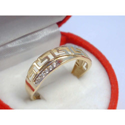 Dámsky zlatý prsteň grécky vzor kamienky VP55175V viacfarebné zlato 14 karátov 585/1000 1,75 g