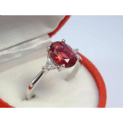 Strieborný dámsky prsteň červený zirkón ródium VPS57223 925/1000 2,23 g
